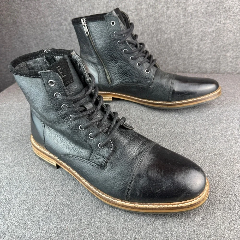 Crevo Demarcon Black Leather Cap Toe Lace Up Boots Mens Size 10